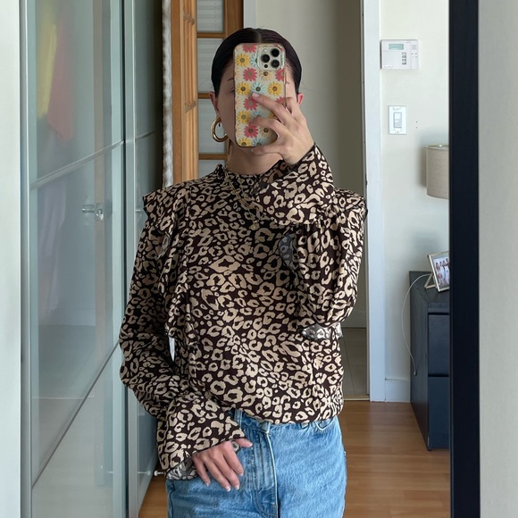 SHEIN Leopard Print Blouse Top - Picture 1 of 4